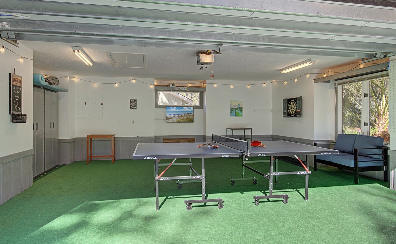After too much fun in the sun, relax in the game room with ping pong, darts and a TV