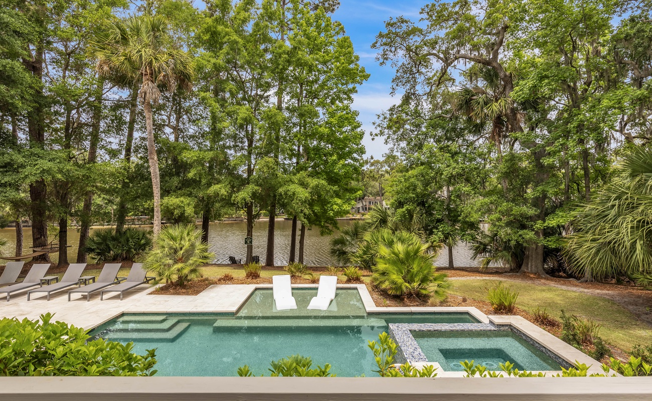 Private Balcony Overlooking Pool and Palmetto Dunes Lagoon
