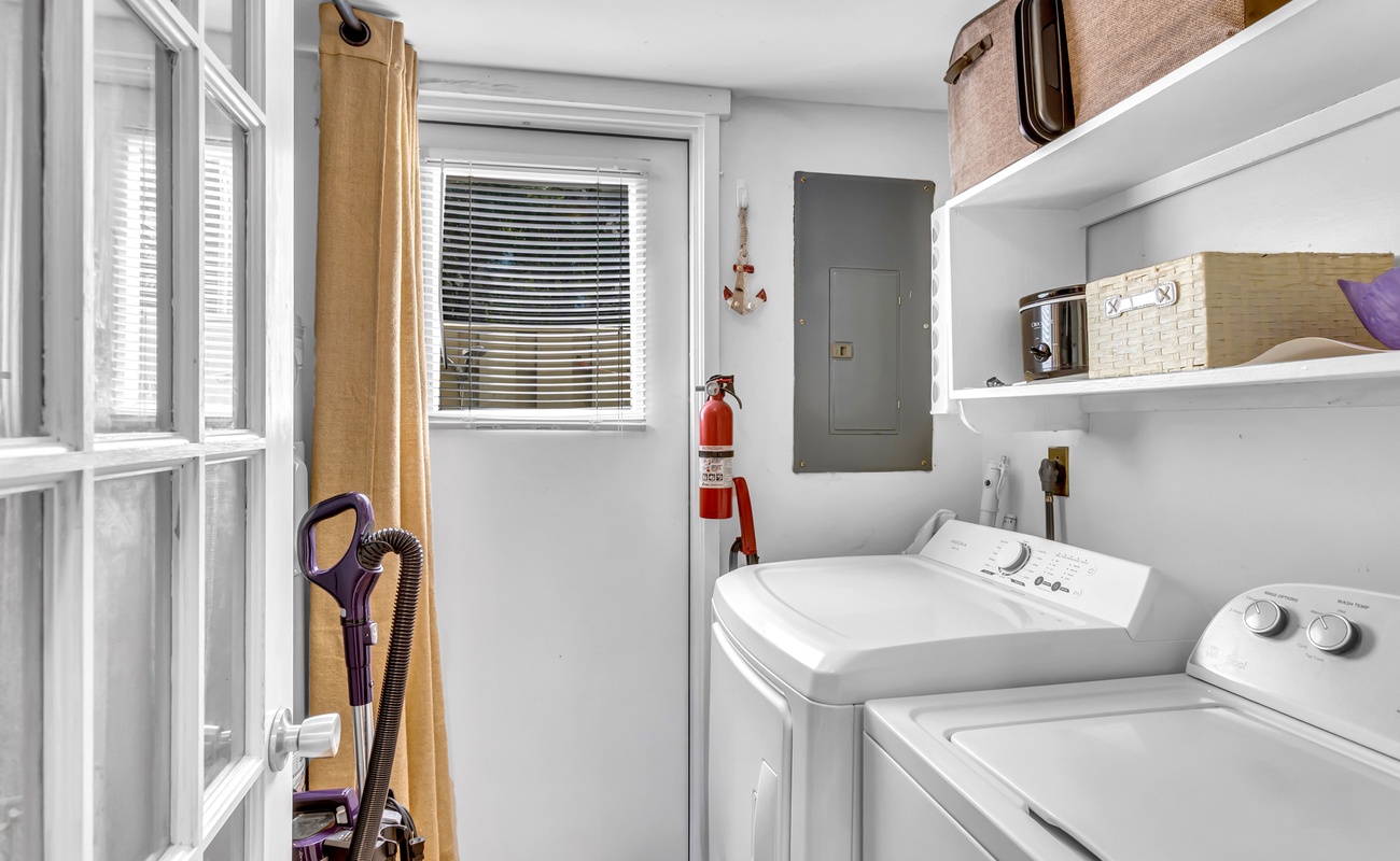 Your convenient laundry room with washer and dryer keeps you feeling fresh throughout your stay.