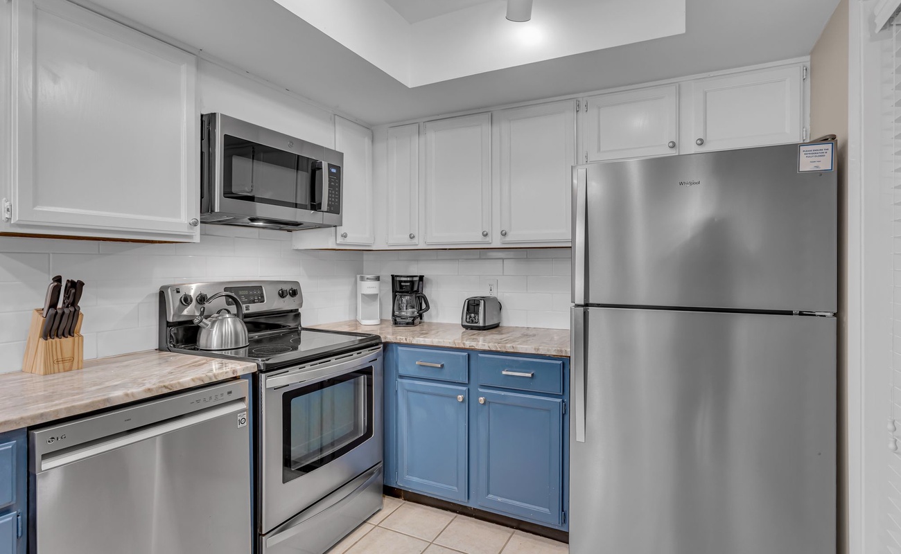Your fully equipped kitchen features stainless steel appliances and everything you need to create memorable meals during your stay.