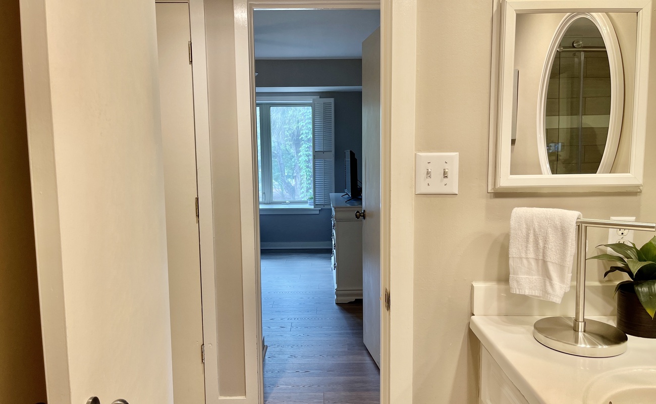 Hall Bath Looking into Twin Room