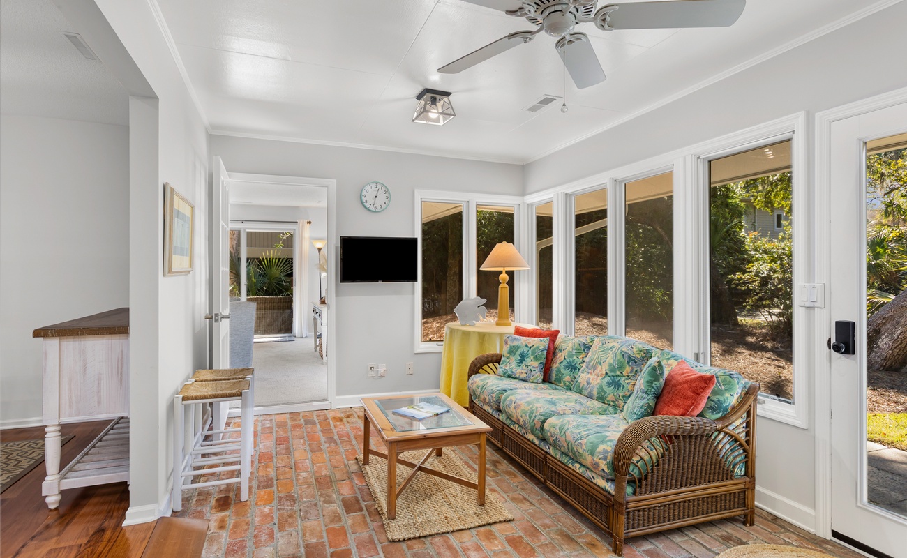Sunroom with Unique Brick Floors