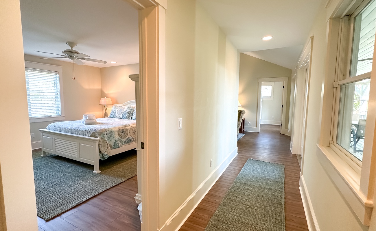 Upstairs King Suite #2 and Hall Towards Upstairs Living Area and