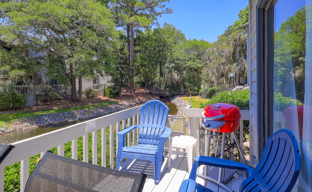 Porch with Lagoon Views and Private Charcoal Grill