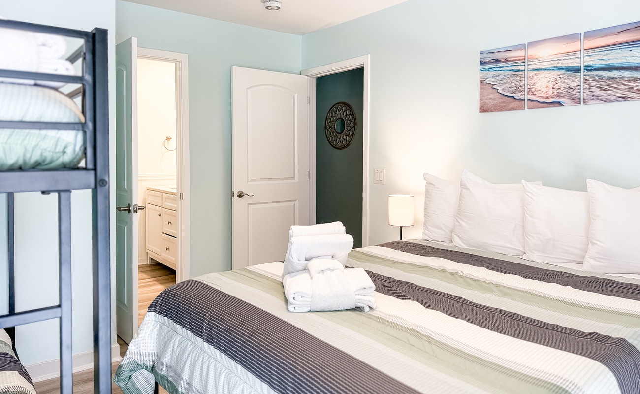 Guest Room with Twin Bunks and Queen Bed