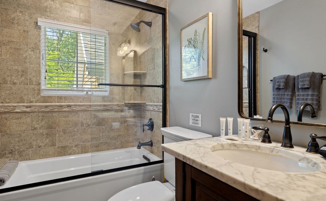 More than one bathtub in the home provides convenient options for bathing children.