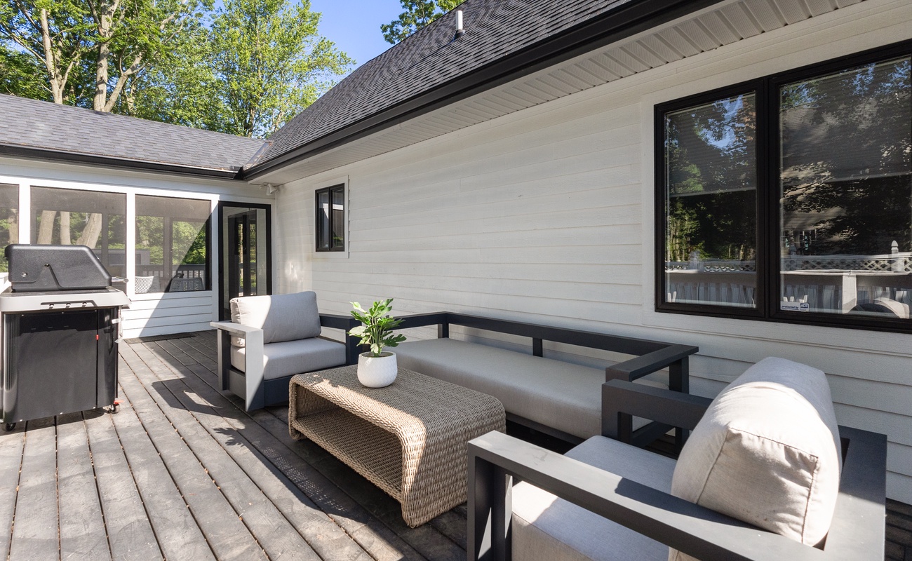 Laid-back luxury on the sunny back deck.