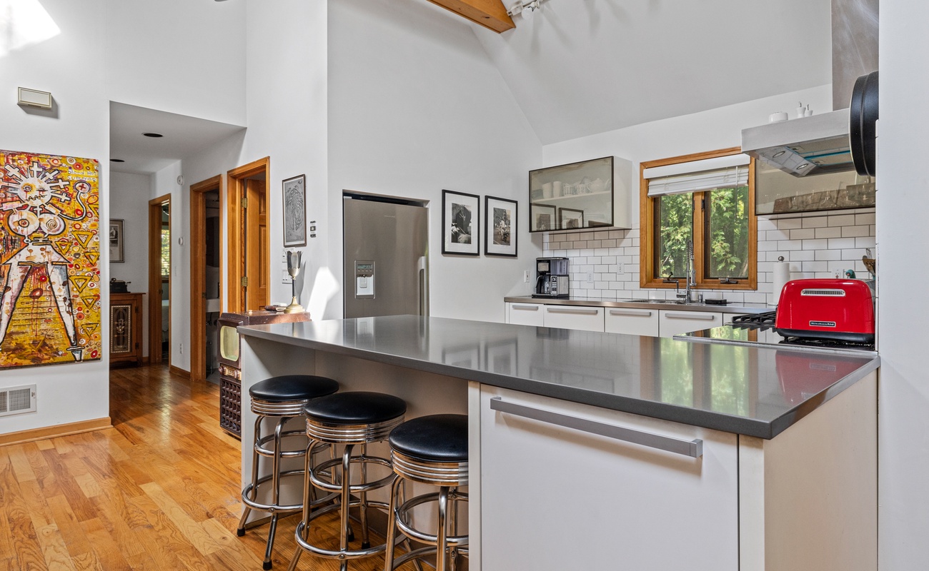 Pull up a stool and chat about the day with family while cooking your next meal.