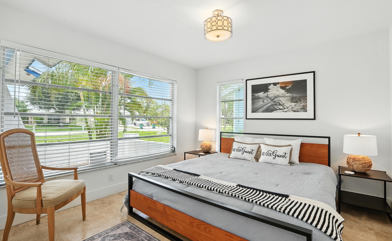 Bedroom 2 has a king-size bed.