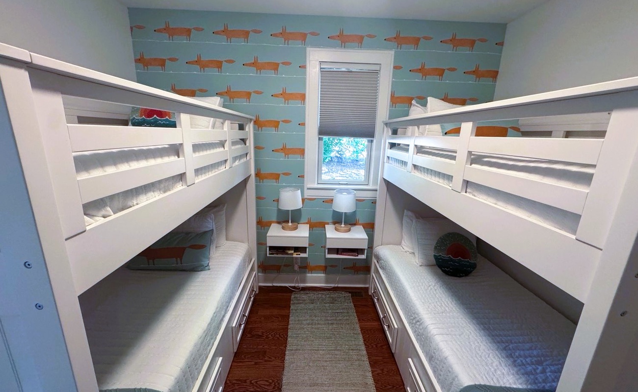 Bedroom 4 is on the lower level & has 2 twin-size bunkbeds.