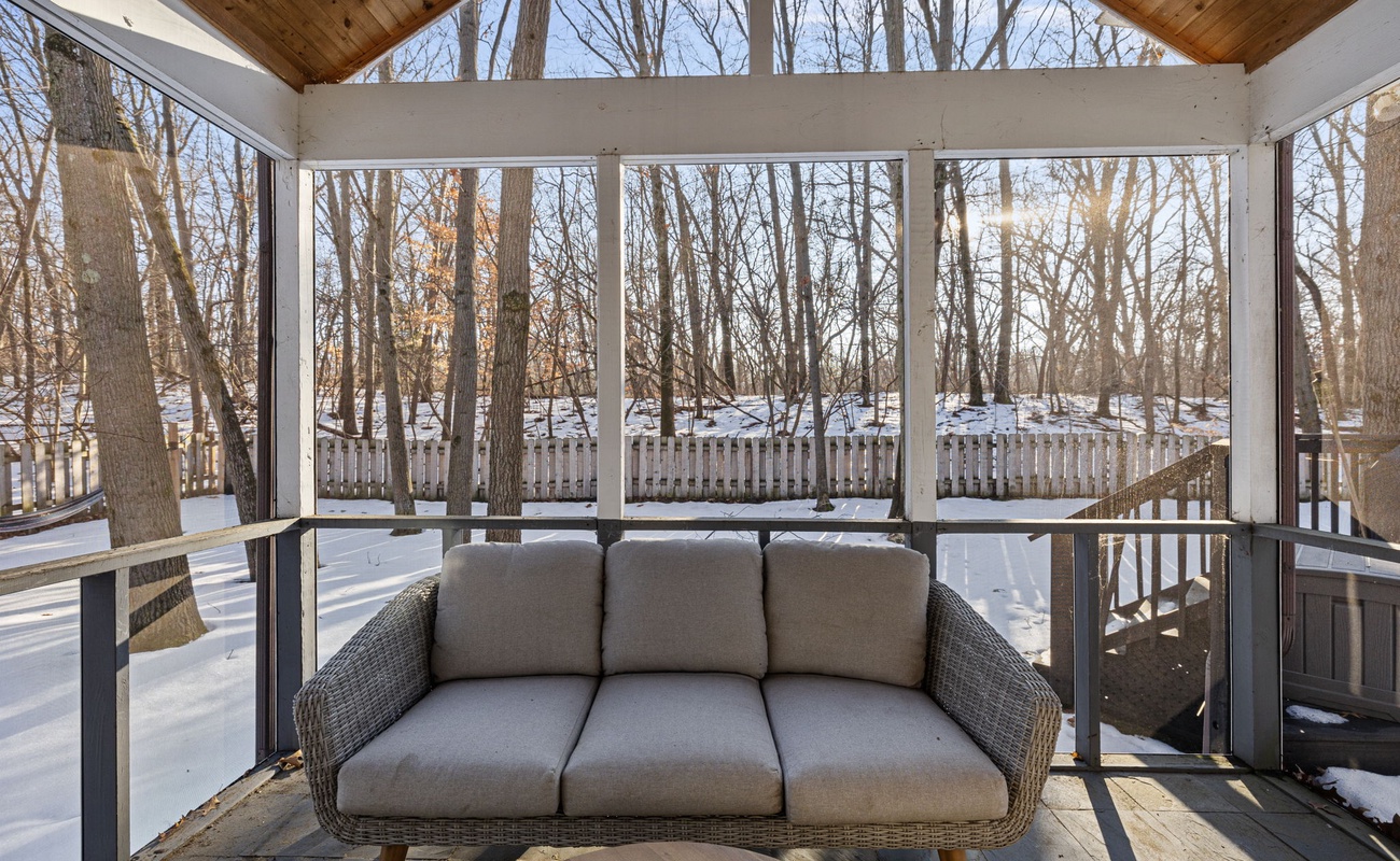 Your front-row seat to a snowy woodland wonderland.