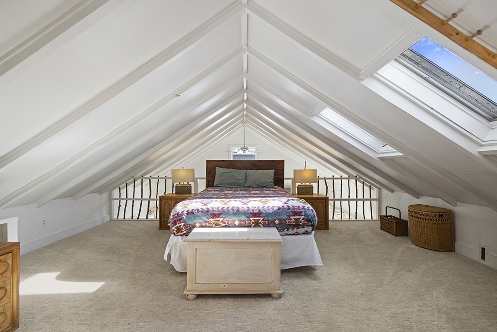 The Cottage has a queen-size bed in the upstairs loft.