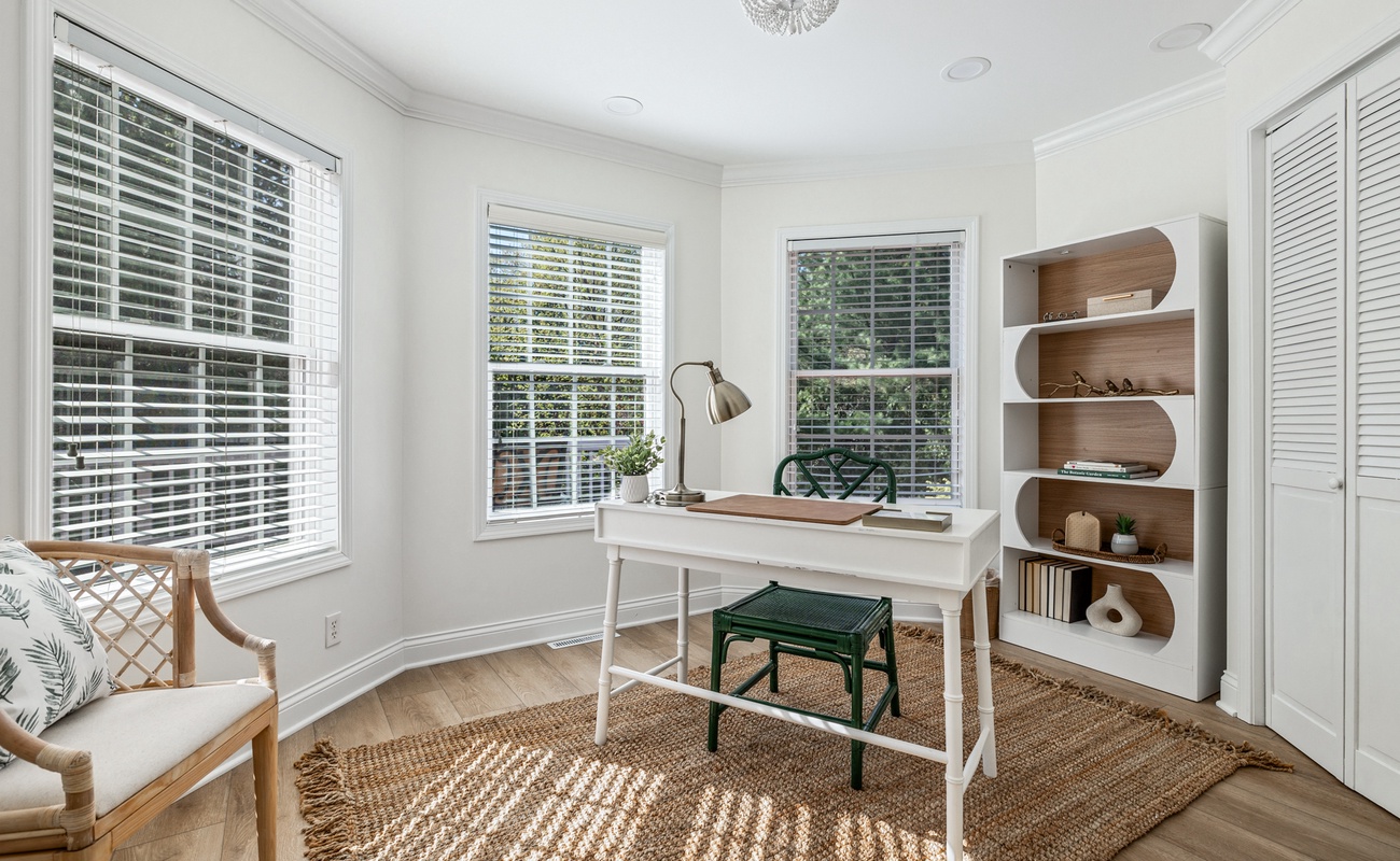 Bedroom 5 is on the upper level with an office & sofa bed.