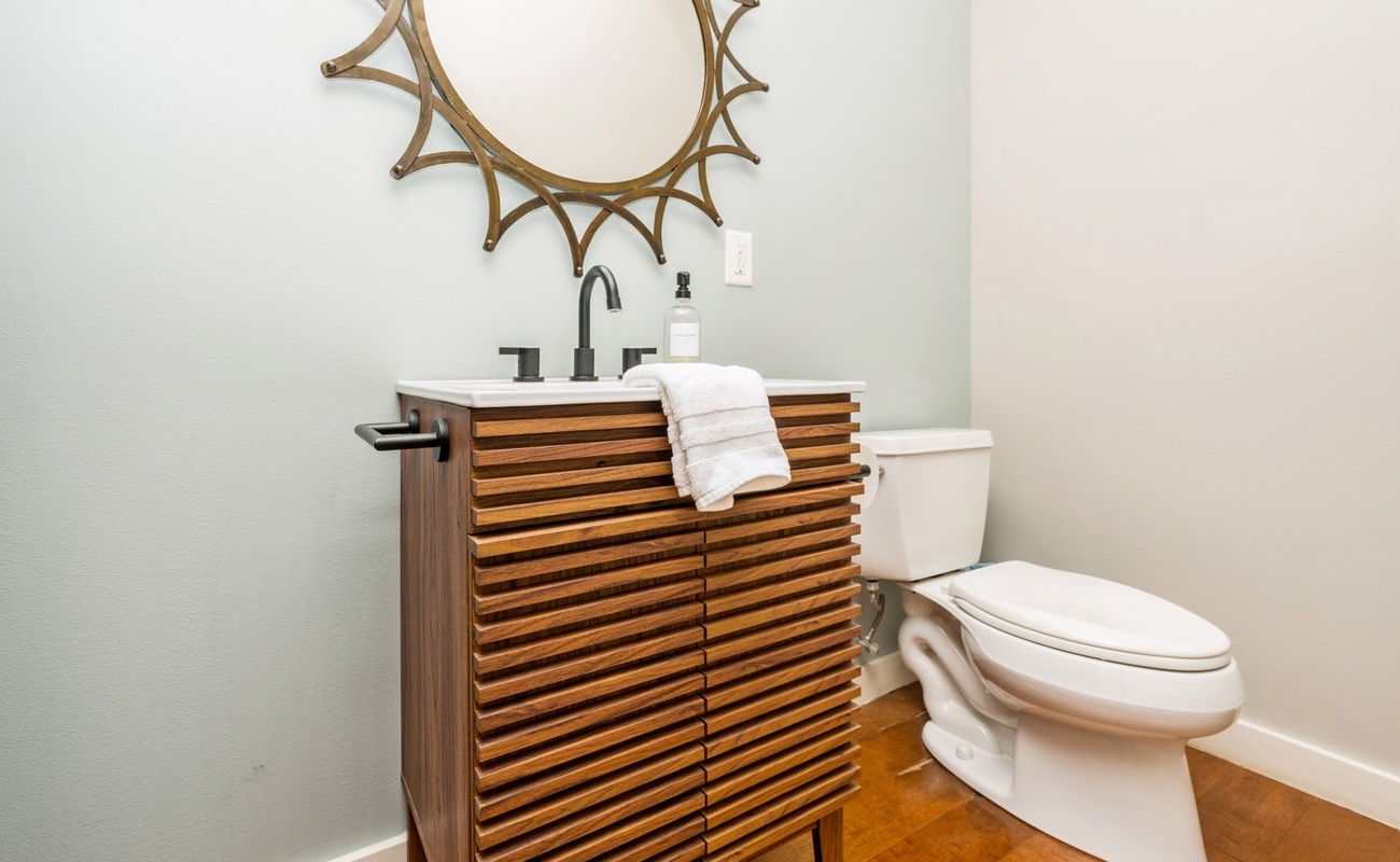 A powder room that knows how to make a statement!