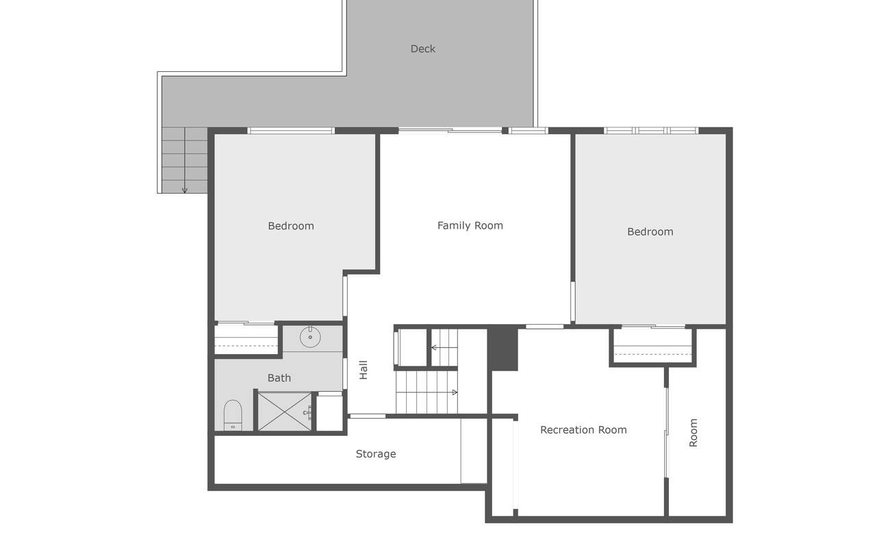 Lower level floorplan of It's a Wonderful Life.