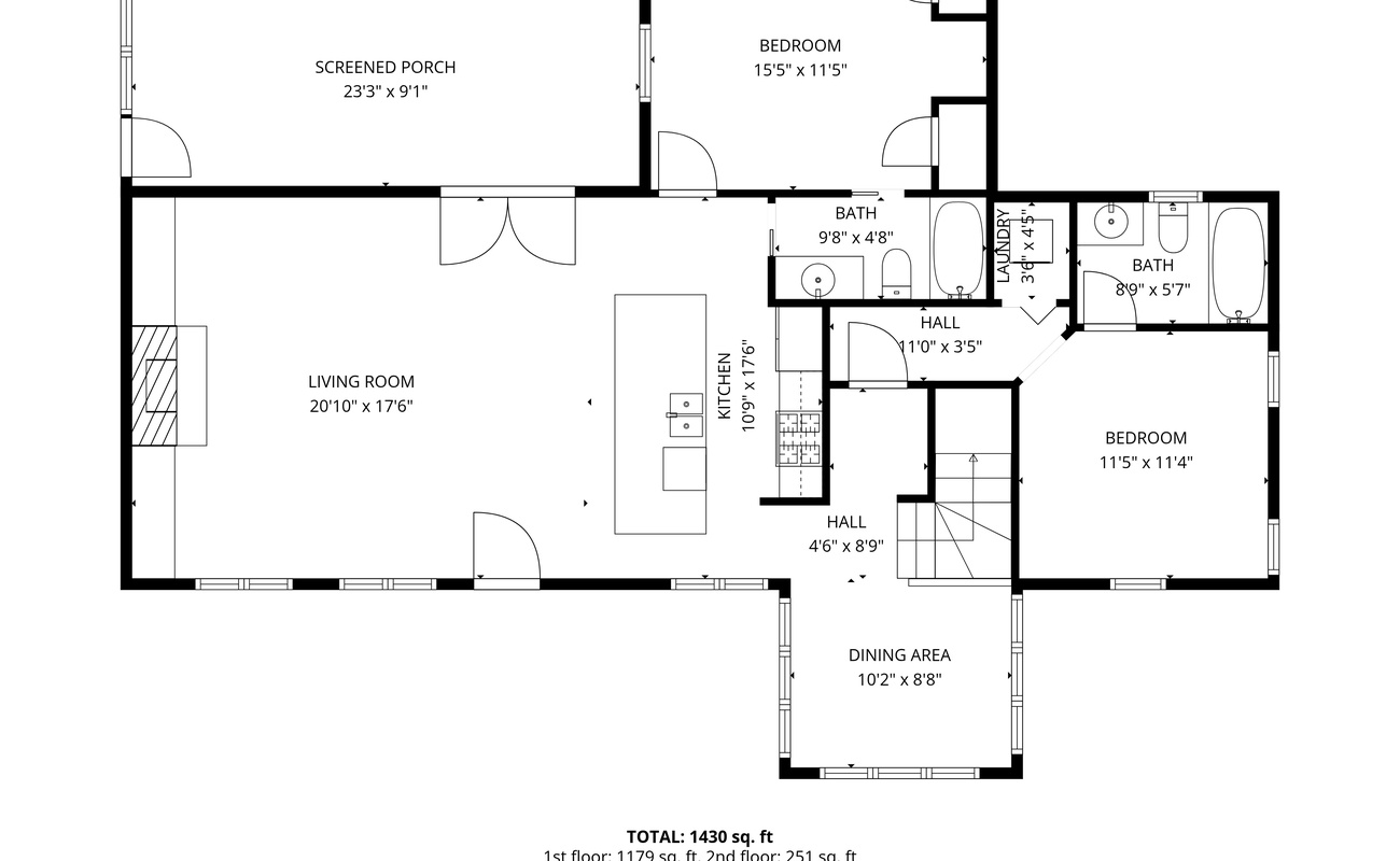 Star Cottage's 1st Level Floor Layout.