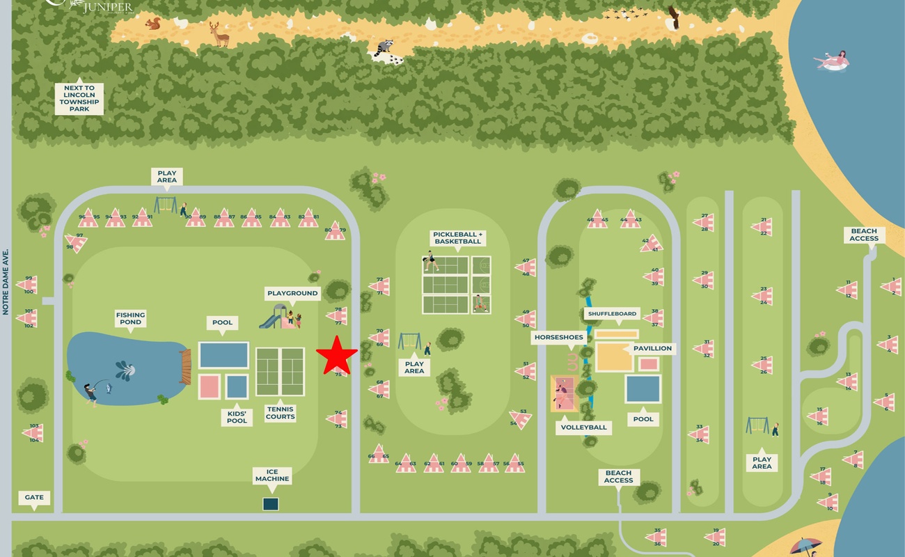 Chalet #76's location is indicated by the red star on the map.