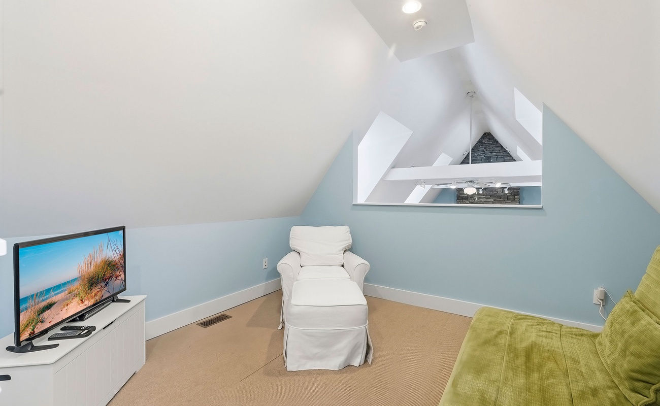 A peaceful loft nook for relaxing, movies, or nighttime snuggling.