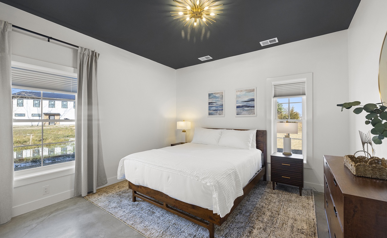 Bedroom 1 is on the lower level and has a queen-size bed.