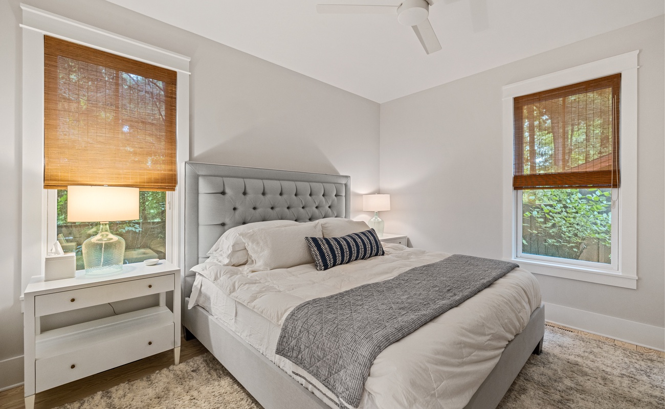 Bedroom 2 is on the main level & has a king-sized bed.