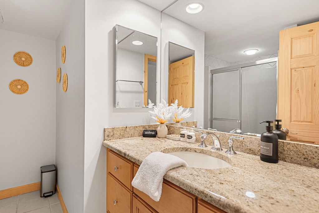 A little glam, a lot of comfort in this bathroom bliss.
