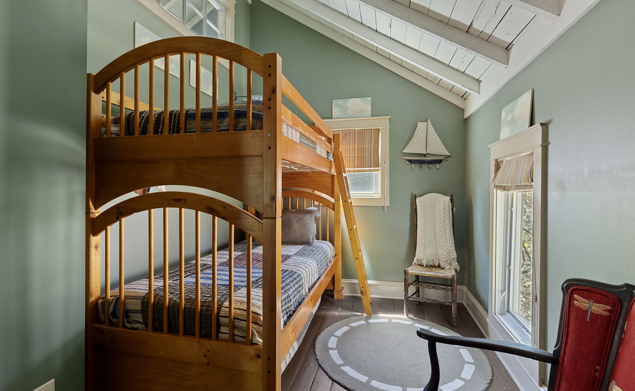 Bedroom 3 is on the upper level & has twin-size bunkbeds.