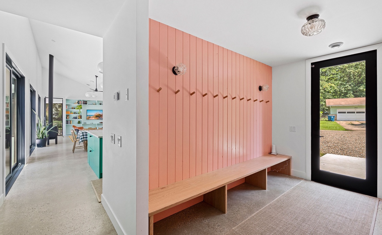 A fab foyer drop zone is great for both beach and snow days!