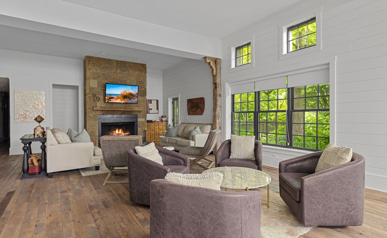 Several seating areas are thoughtfully arranged for entertaining at its finest.