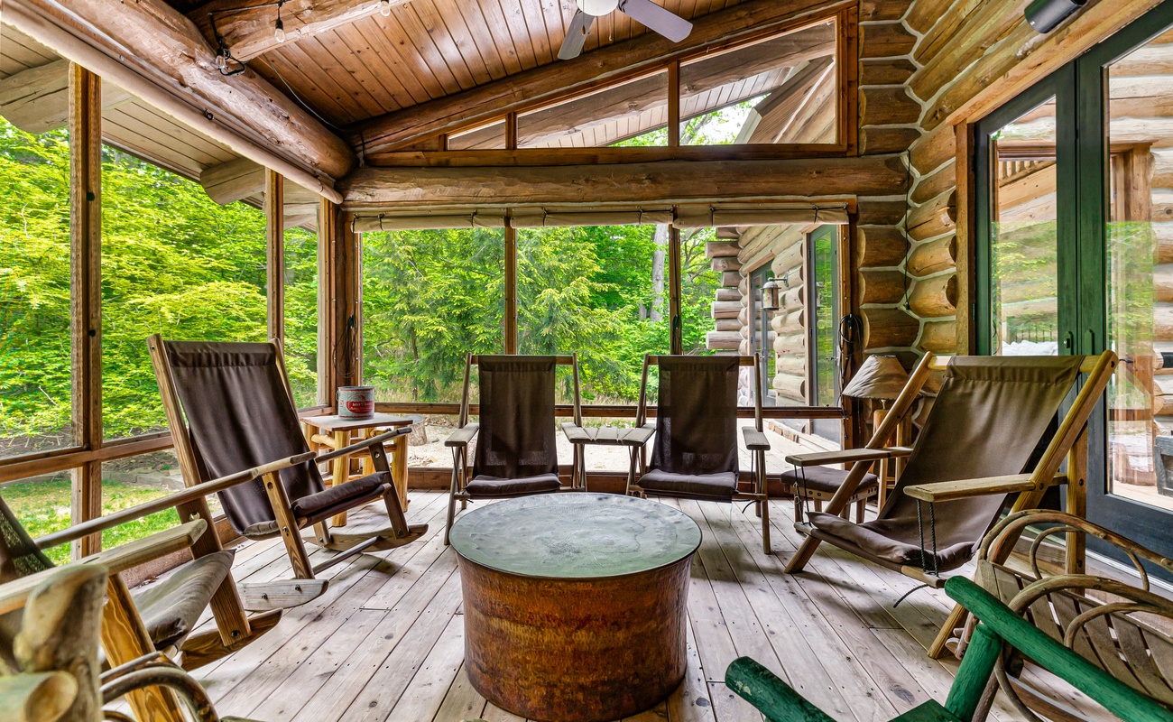 Rocking chairs, forest air, and nothing on the agenda.