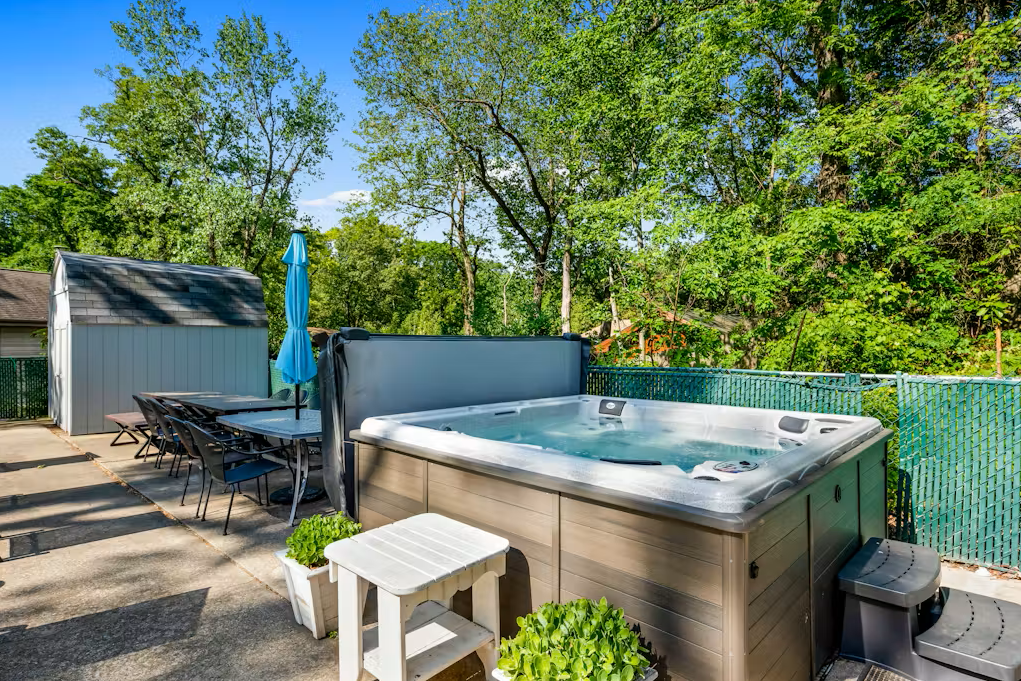 Your backyard retreat for hot tub soaks and patio dinners.