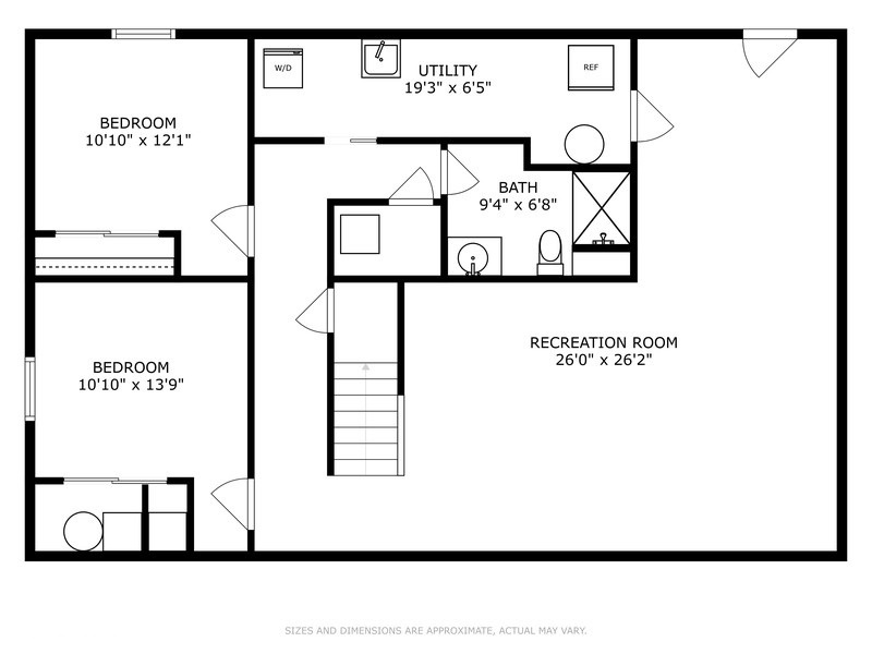 Scout's Haven's lower level layout.