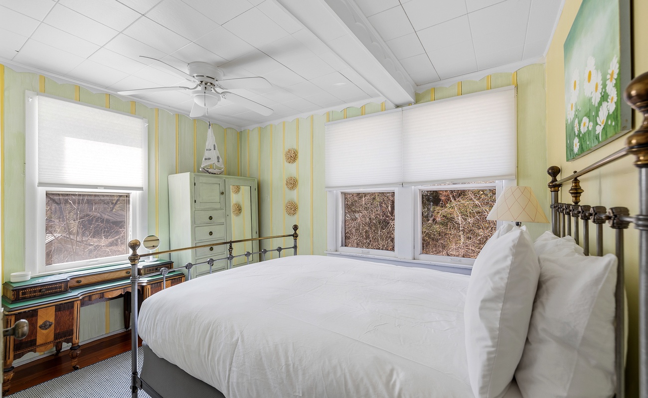 Bedroom 2 is on the upper level and has a queen-sized bed.