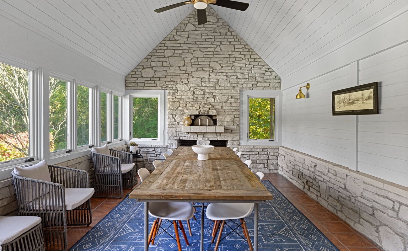 Dining al fresco vibes, but indoors—let the sunlight and the stone walls set the scene.