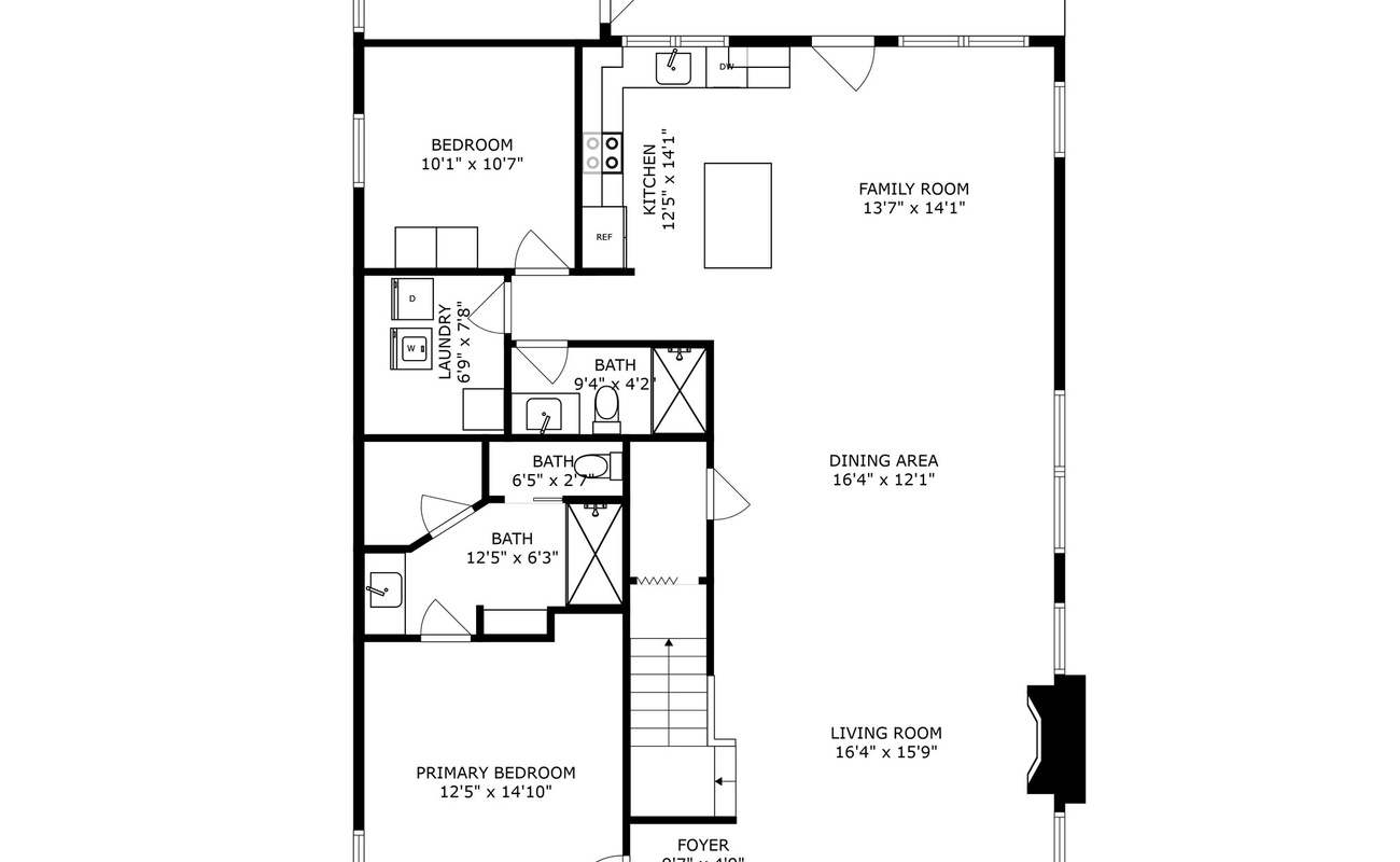 Greystone Cottage's 1st level floor plan.