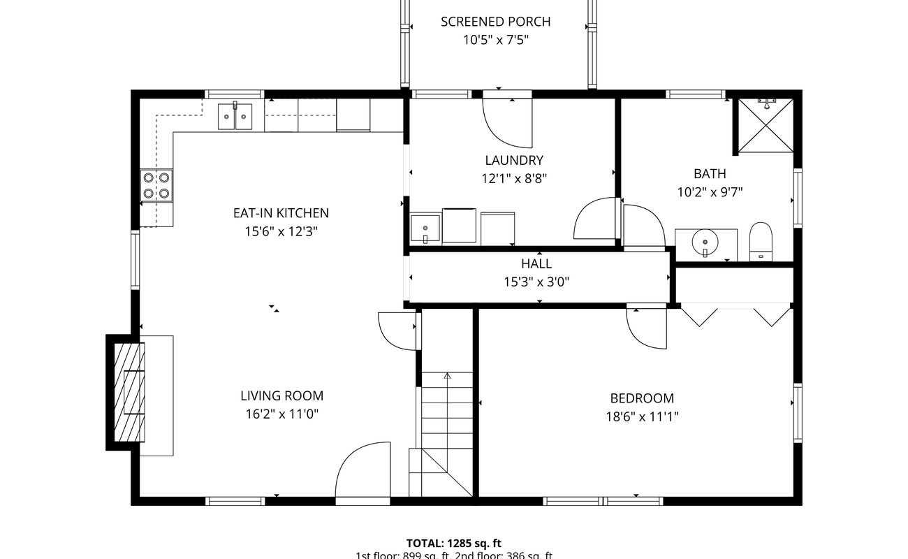 County Line Cabin's 1st Floor Layout.