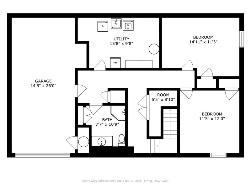 Lower level of The Shore House.