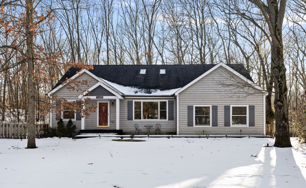 Snowy serenity, steps from nature.