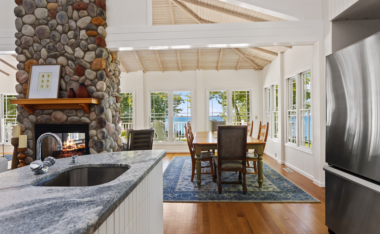 Serving and socializing is easy with open sight-lines throughout the main living area.