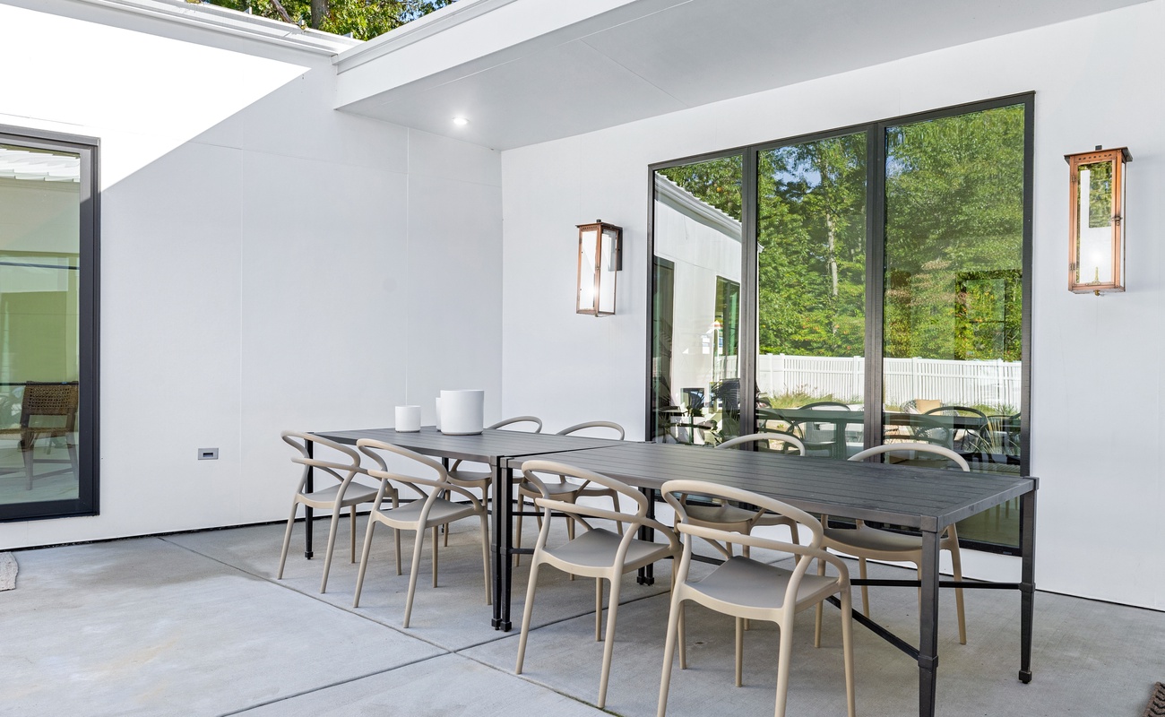 Perfect spot for alfresco dining with a modern twist.