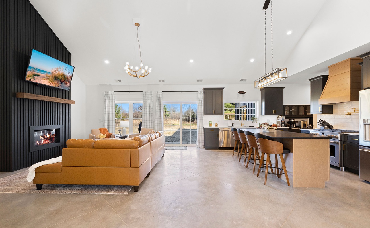 Host family dinners and relax by the fire in the great room.