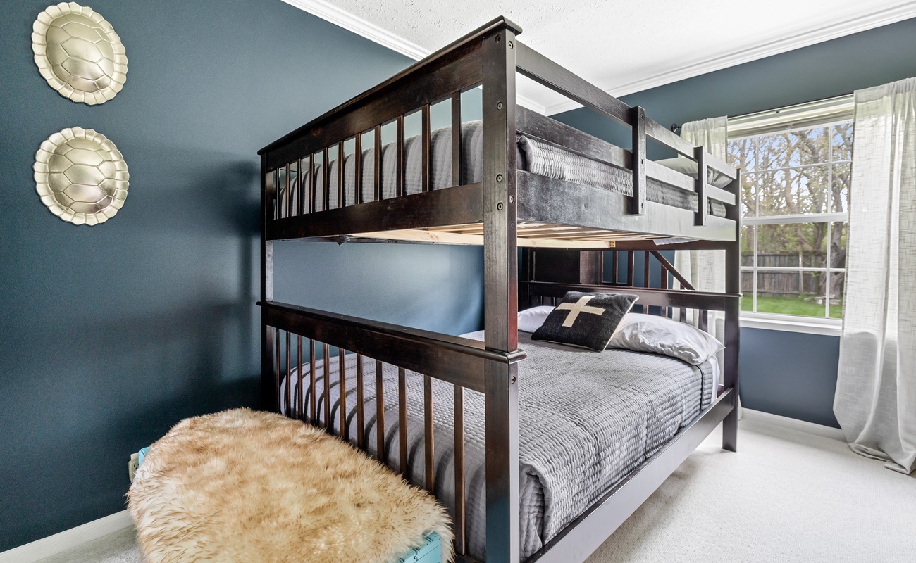 Bedroom 3 has a full-size bunkbed and a twin-size daybed.