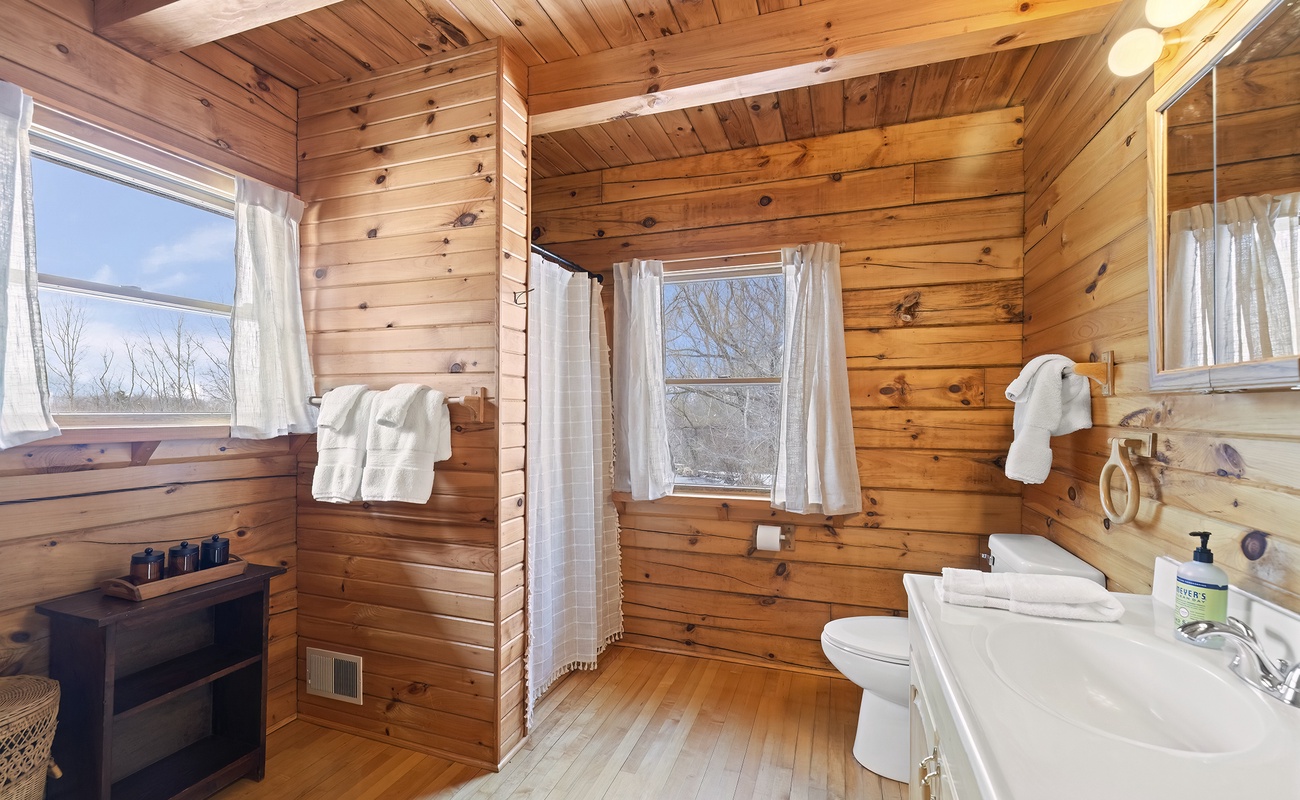 There are 2 full baths in the home, this one is on the main level.