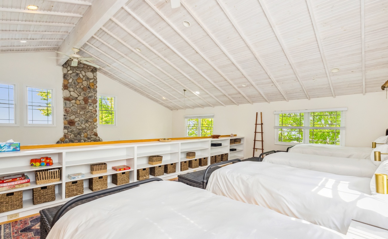 Games, toys, books and storage for everyone's belongings make for a peaceful vacation.