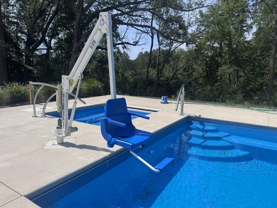 We have an accessibility pool lift for safe and easy water entry.