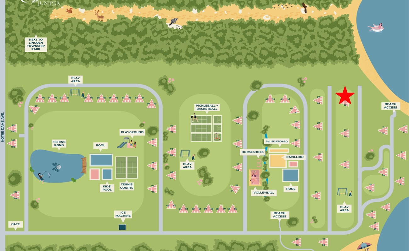 Chalet #21's location is indicated by the red star on the map.