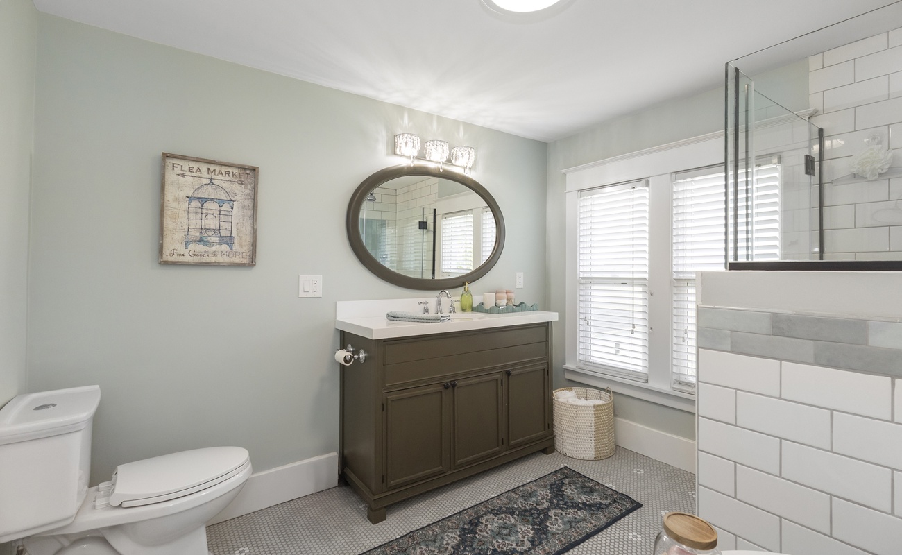 A fresh, bright bathroom with timeless character.
