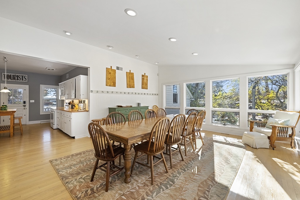 The Farmhouse dining room is bright, spacious, and ready to host.