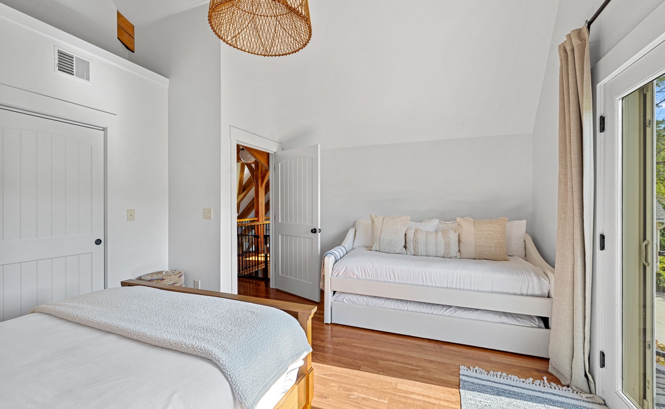 Bedroom 3 is on the upper level & has queen-size bed and 2 twin-size beds.