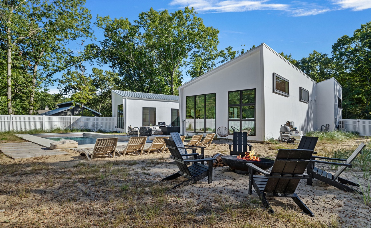 S’mores and stories around the fire, a perfect end to a poolside day.