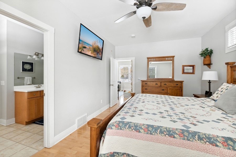 Bedroom 1 is on the lower level & has king-size bed.